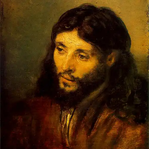 Oil on wood by Rembrandt titled Young Jew as Christ